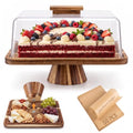 Acacia Wood Rectangular Cake Stand with Lid Double-Sided Charcuterie Board