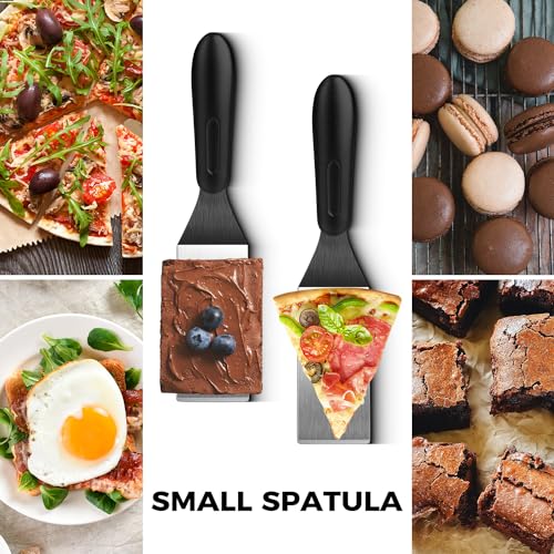Small Spatula 3 Pieces, Mini Serving Spatula for Kitchen Use, Metal Spatula for Serving and Turning, Ideal for Pancakes, Brownies, Desserts, Cookie, Eggs or Small Pan - color: 3 PCS SLOTTED