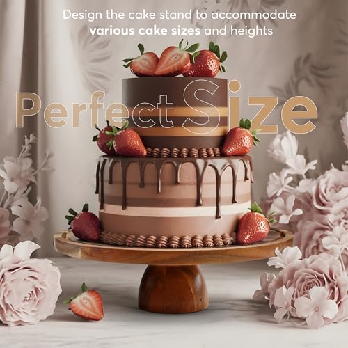 2-in-1 Acacia Wood Cake Stand with Lid, Acrylic Dome, Light Weight, Strudy