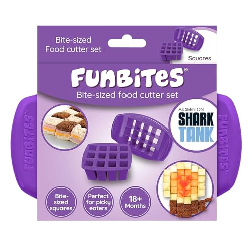 FunBites Purple Squares Sandwich Cutters For Kids Lunch Toddler Bite Size - color: Purple Squares