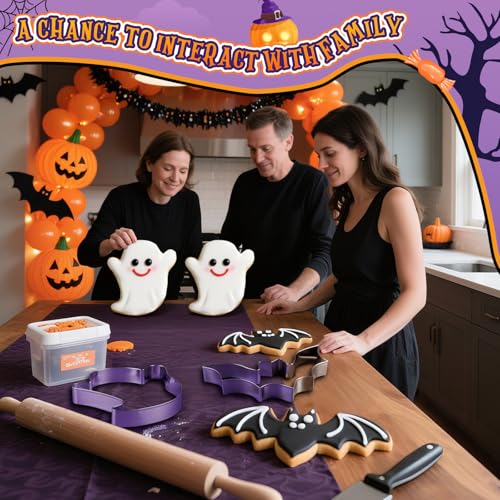 Teenyyou 2 Pcs Extra Large 8" Halloween Cookie Cutters, Ghost & Bat Pattern - style: Ghost and Bat