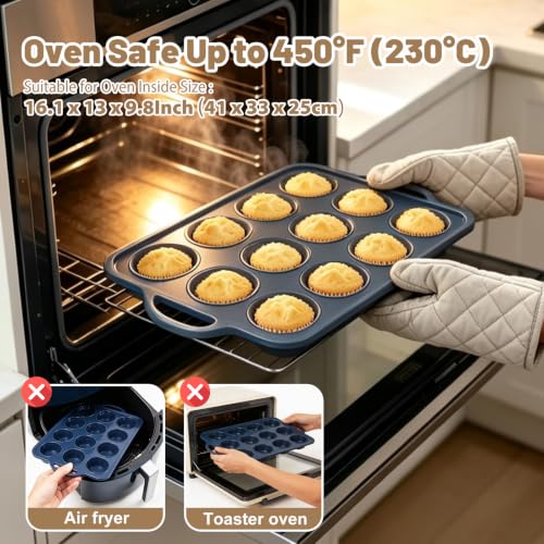 2 Pack Silicone Muffin Pan 12 & 24 with Frame Non Stick Cupcake Baking Tin - color: Gray, size: Regular & Mini: 12 Cup & 24 Cup