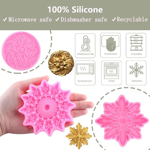 ZiXiang Embossed Flower Silicone Molds Baroque Relief Fondant Mold Set of 4