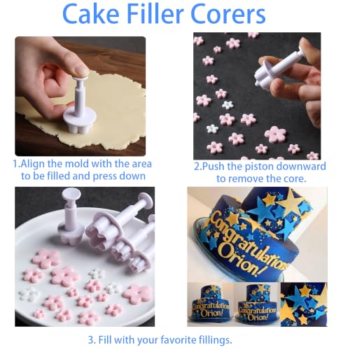 6PCS Flower Plunger Cookie Cutters Set, Cake Decorating Fondant Mold, Mini Plastic Fondant Molds for Cake Decorating Sugarcraft Baking Tools DIY Dessert Sculpting Kitchen Accessories - size: Flower