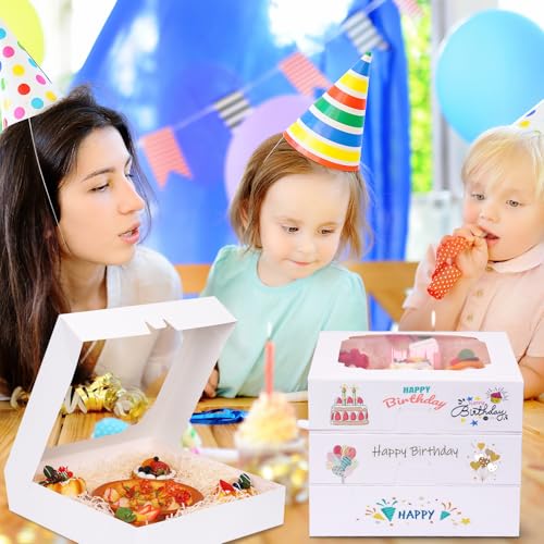 Moretoes 45pcs Pie Boxes 12x12x2.5 Inches White Bakery Boxes with Window