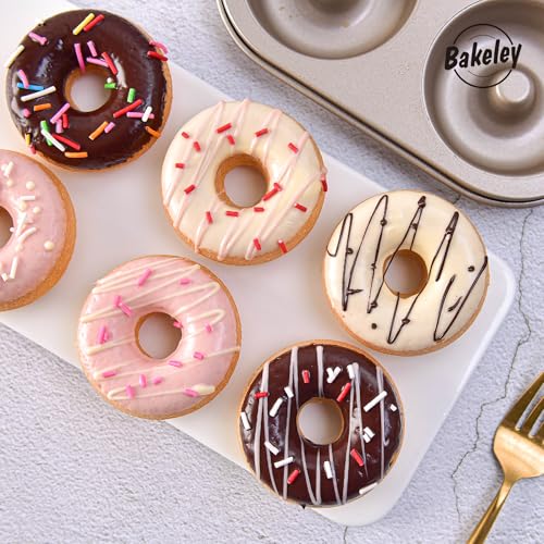 Donut Pan Cake Mold, 6-Cavity Non-Stick Ring Doughnut Bakeware for Oven Baking (Champagne Gold) - size: 6 Cavity Round