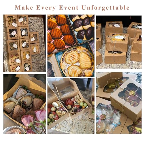 20 Pack 6x6x3in Cookie Boxes with Window, Pastry Boxes for Baked Goods