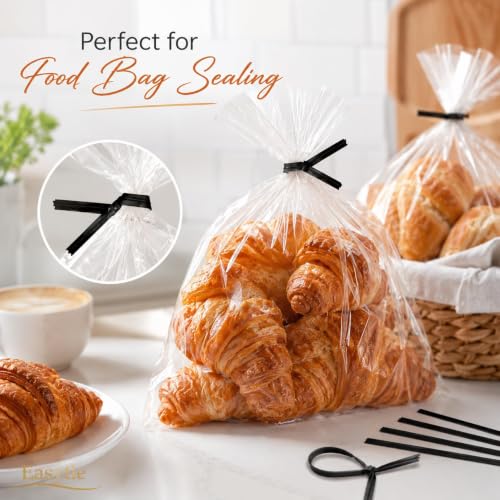 400 Pcs Twist Ties for Bags 5" Cable Ties Bag Twist Ties for Cord Twist Bread Ties Reusable Black Plastic Coated Ties Heavy Duty Bread Ties Twist Wire Ties for Household and Office Use (Pack of 3) - size: 400 PCS (Pack of 3)