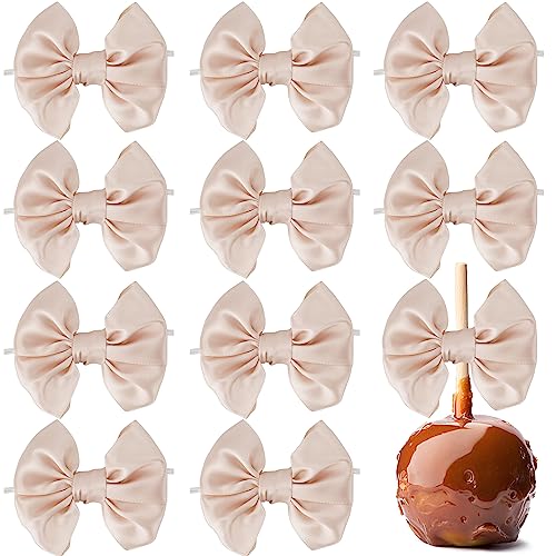 AIMUDI Rose Gold Satin Ribbon Twist Tie Bows for Treat Bags 3.5" Pink Bows for Crafts Small Bows for Gift Wrapping Premade Bows for Cake Pops Candy Apple Wedding Favors Bridal Shower Decor -24 Counts - color: Rose Gold