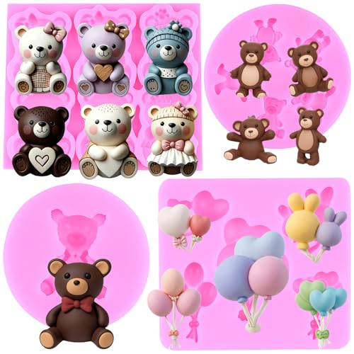 ZiXiang Bear Silicone Mold Balloon Fondant Molds Bear Candy Mold Set Of 4 - color: Style F