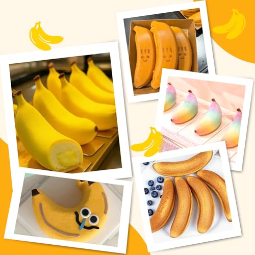 Palksky Banana Silicone Molds, 12 Cavity 3D Banana Shape Baking Mold for Chocolate, Cake, Dessert, Pudding, Bread, Ice Cube, Non-Stick Fruit Pastry Molds - size: 1 Pack Banana