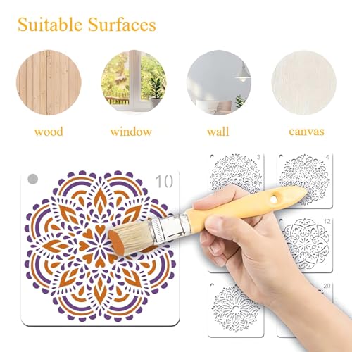 Mandala Stencils for Painting, 64 Pcs 5 Inch for Wood Signs Canvas - color: Mandala