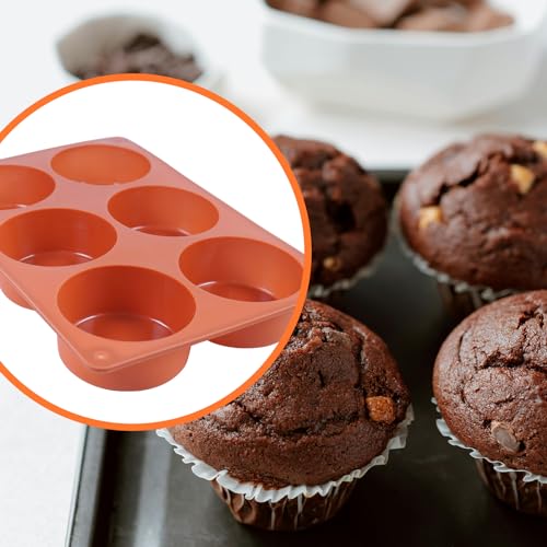 Joyeee Silicone Muffin Pans for Baking, 2 Pcs Large Muffin Pan Silicone Cups Bakeware for Baking Silicone Cupcake, 6 Cup Regular Size Silicone Molds Nonstick, Non-Stick, Just PoP Out! - size: Regular size muffin molds - 2 pack