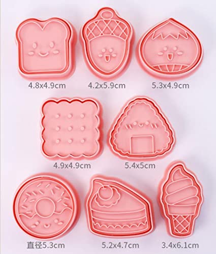 MayeBridge 8 Pieces Cute Icecream Cookie Moulds For Baking Cookie Press Donut Cookie Mould Set Kitchen Tools Plastic Cookie Stamps (Donut)