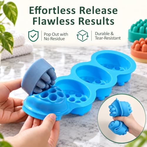 SJ Silicone Massage Soap Mold, 2-Pack 4-Cavity Soap Making Mold - color: Green+Blue / 3D Hair Comb