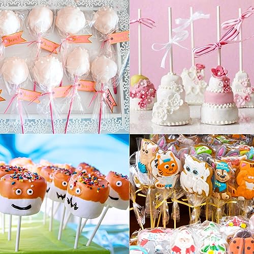 360Pcs Cake Pop Sticks and Wrappers Ties Kit - style: 120 Sticks, 120 Bags, 120 Gold Ties