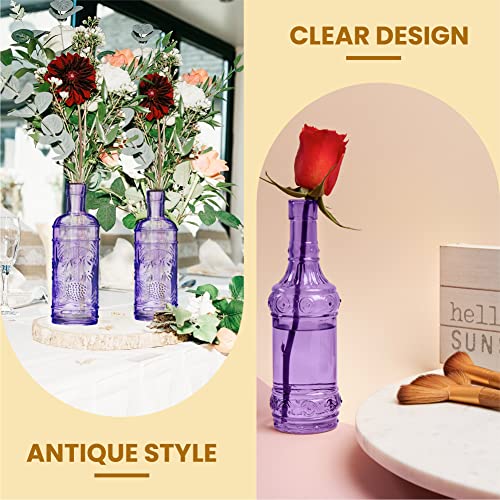BULK PARADISE Assorted Purple Glass Bottles with Corks, 6 Pack, 2.5in X 9in, 16oz - color: Purple