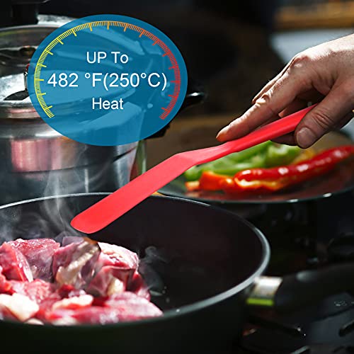 Zopeal 2 Pcs Crepe Spatula Narrow Silicone Long Non Stick, Red, Black - color: Red, Black