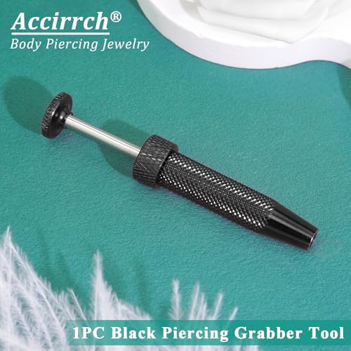 Piercing Ball Grabber Tool, Jewelry Changing & Insertion Kit 16G-20G - color: Black