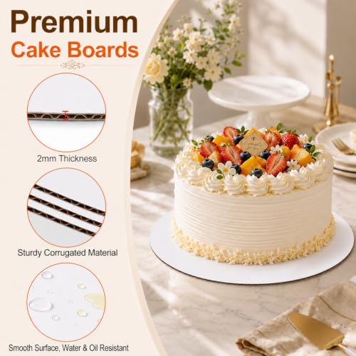 Cyrico Cake Boards 10 Inch Round, 46 Pack Food-Graded Cardboard Cake Rounds