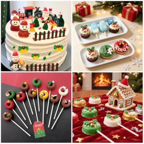 Christmas Silicone Molds Mini Xmas Fondant Molds Snowflake Chocolate Candy Soap Cake Mold Christmas Tree Reindeer Holly Leaf Baking Molds for New Year Party Cupcake - style: Xmas Molds