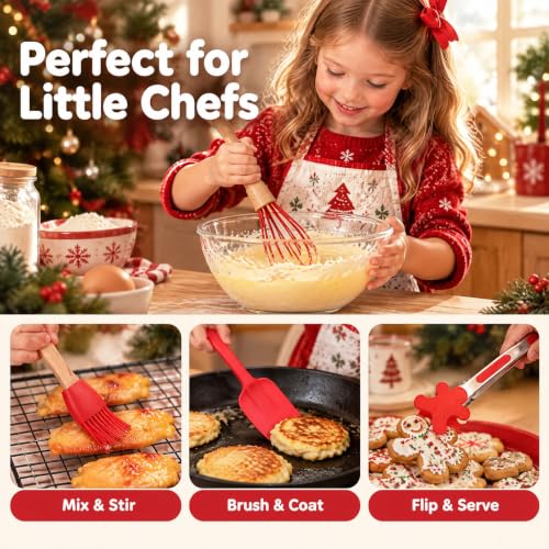 Silicone Kitchen Utensils Set 5-Piece Red Baking Tools - color: 5-Piece Red Silicone Kitchen Utensils Set