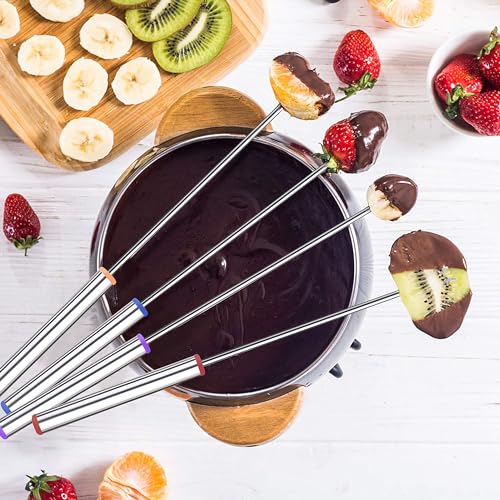 15pcs 9.6 Inch Fondue Sticks Stainless Steel Barbecue Fruit Dessert Forks with Heat Resistant Handle for Roast Meat Chocolate Dessert Cheese Marshmallows - size: 9.6