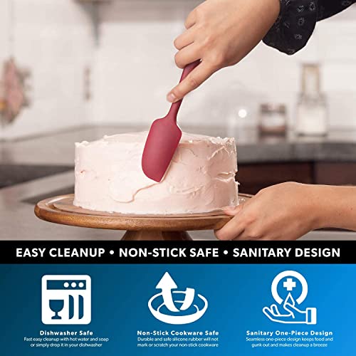 DI ORO Mini Silicone Spatula - Small Jar Scraper, 600F Heat Resistant, Red - color: Red