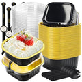 Mini Halloween Baking Pans with Lids, 50 Pack for Holiday Treats - color: Black Glod, size: 10 oz