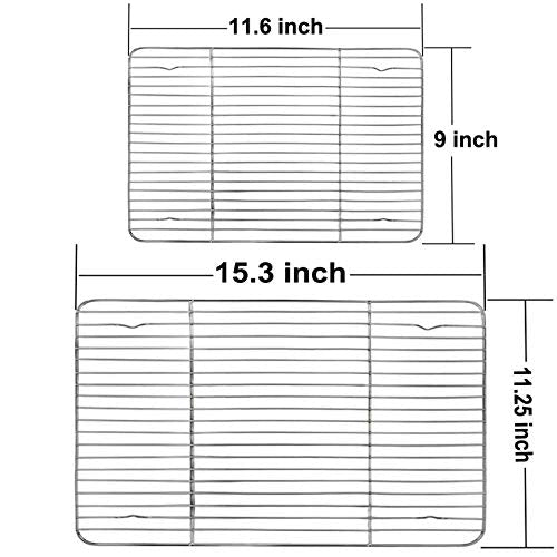 TeamFar Cooling Rack, 15"/11" Stainless Steel Wire Baking Rack, 2PCS - size: 15.3’’*11.1’’+11.7’’*9’’