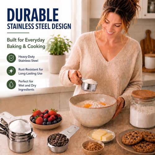 AIKEXIN Stainless Steel Measuring Cups & Spoons Set, Precision Baking Tools