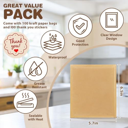 T-Raputa Cookie Bags, 100 Pack, 5.7x6.5 Inch