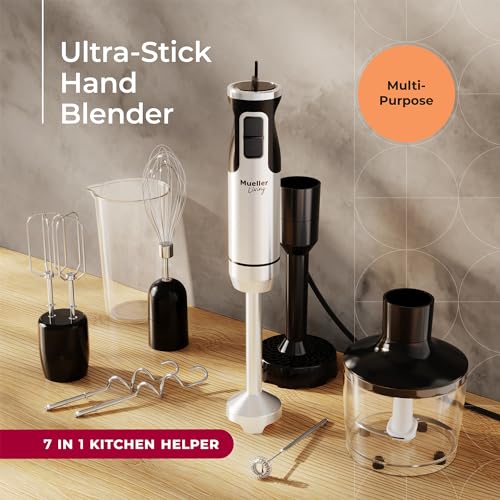 MuellerLiving Immersion Hand Blender - Full Set 7 Attachments, 8 speed - size: Blender Stick with 7 Accessories