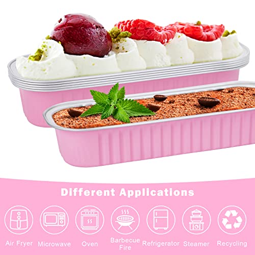 200Pack 6.8oz Pink Mini Cake Pans with Lids Baking Cups Aluminum Foil Pans Tins, Individual Dessert Cups Containers for Sales,Party,Picnics - color: 200-pack-Pink