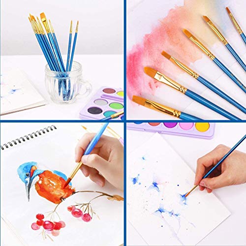 Acrylic Paint Brush Set, 2 Packs / 20 pcs Nylon Hair Brushes - size: 20pcs-blue