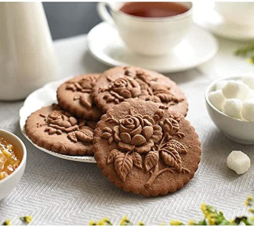Carved Wooden Gingerbread Cookie Mold,3D Wooden Baking Mold Cookie Biscuit Press Stamp Molds,Cookie Cutter,Cookie Stamp,DIY Biscuit Stamp Mould for Halloween Thanksgiving Christmas(Rose hips-Small) - color: 6#-Rose hips-Small