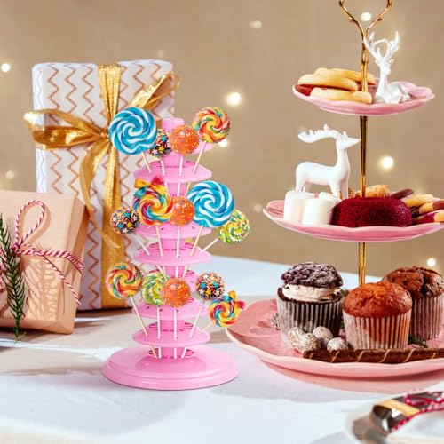 PRETYZOOM Pink Pp Lollipop Display Holder Multi-Tier Adjustable Stand