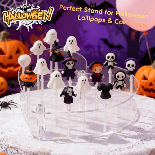 16-Hole Heart Cake Pop Stand, Clear Acrylic Lollipop Holder