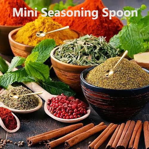 8 PCS Tiny Stainless Steel Spoons for Spices Jars, Mini Size 2.87", Cute Small Stainless Steel Condiment Spoons for Spices, Salt, Sugar, Pepper, Honey (8 PCS, 2.87", Gold) - size: 2.87Inch(7.3cm)-Gold