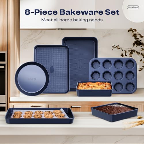 Baking Pans Set 8-Piece Bakeware Sets, Baking Sets for Cooking Oven Pan Set - size: 8PCS