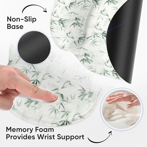 RICHEN Ergonomic Mouse Pad with Wrist Support,Non-Slip Rubber Base for Computer Laptop & Mac,Lightweight Rest for Home,Office & Travel (Bamboo Leaf) - color: Bamboo Leaf