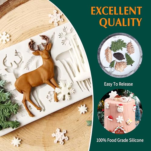 Christmas Fondant Mold Holly Leaf Silicone Fondant Candy Molds Set of 5