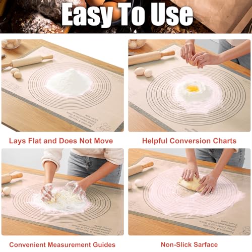 Silicone Pastry Mat Large Baking Mat 36X24 inch Dough Mat with Measurements - color: Gray, size: 24"L x 36"W