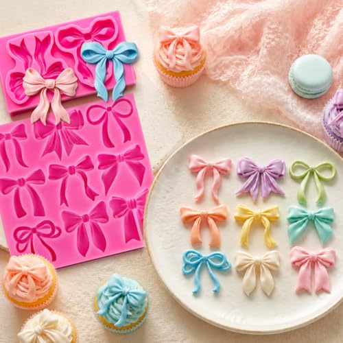 Bow Chocolate Silicone Molds, 11 Cavities Bowknot Coquette Fondant Mold - style: Bow-11 Cavities