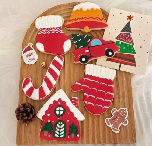 MrCookie Large Christmas Cookie Cutters Set,6 Festive Shapes with 2 Sizes - color: Large Christmas B