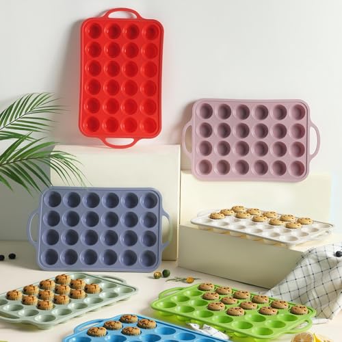 24 Cups Silicone Muffin Pan with Metal Reinforced Frame Cupcake Tray Egg Mold Mama Mommy Mom Ever Christmas Xmas Birthday Law Step Stepmom Stepmother Who Have Everything Good Unique Useful Present - color: Blue, size: 1pc: 24-Cup Mini