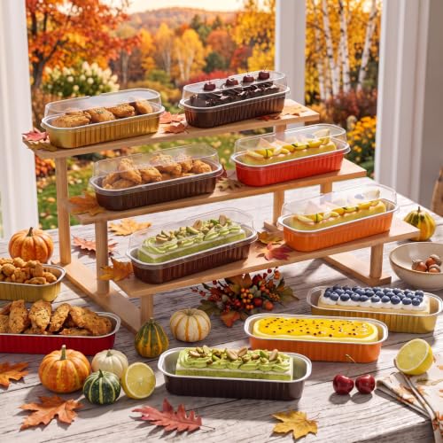 Qunclay 200 Pcs Mini Loaf Pans Disposable with Lid, Fall Color - color: Fall Color