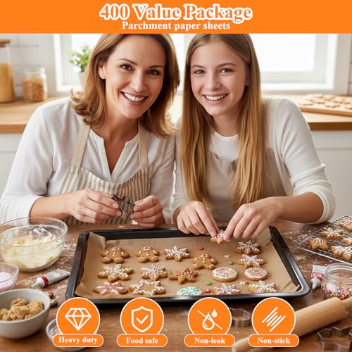 400 Pcs Parchment Paper Sheet for Baking 12x16 Inch Non-Stick Precut Baking