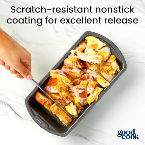 GoodCook Nonstick Loaf Pan Heavy-Duty Steel Bakeware with Easy-Clean Non-Stick Coating, Oven & Dishwasher Safe Pan for Meatloaf Breads Cakes Brownies Lasagnas Casseroles & More, 8 x 4-Inch, Gray - size: 8" x 4"