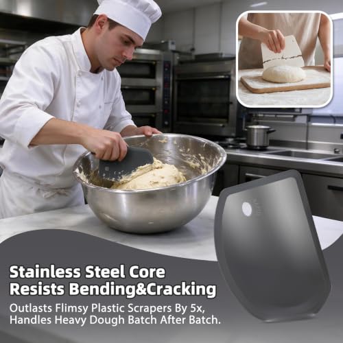 Silicone Dough Scraper with Metal Core Flexible Bowl Scraper Bread Baking - color: Dark Gray
